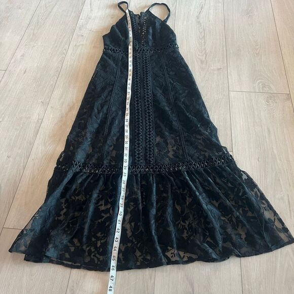 Free People Anastasia Halter Black Lace Crochet Midi Cut Out Sheer Dress size 2 - Picture 2 of 10